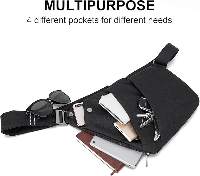 Anti Theft Crossbody Bags Sling Bag for Women Men Waterproof Wander Bag for Sports and Travel. (1.0Black, Small)