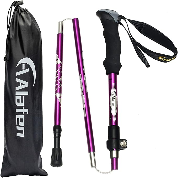 Aluminum Collapsible Ultralight Travel Trekking Hiking Pole for Men and Women (Fits 5'3" - 6'2")