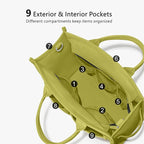 TOPDesign Heavy-Duty Canvas Tote Bag for Women, Adjustable Crossbody/Shoulder Handbag with 9 Pockets, Everything Tote