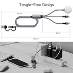 3-in-1 USB C Travel Charging Cable for Apple Watch, iPhone, Lightning Devices, Multi Device Charger Cord for Office, Camping