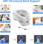 Travel Neck Pillow - Pain Relief & Comfortable Sleep on Cars, Trains & Planes - Memory Foam Advanced Neck Support for Long Flights, Eye Mask, Earplugs & Storage Bag