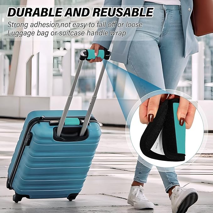DOMIKING Blue Green Luggage Handle Wrap Soft Luggage Identifiers for Suitcase Tags Marker for Travel Bag Luggage Suitcase Handle Covers Travel Accessories, 2 Pack