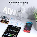 [2-Pack] 40W USB C Charger Cube, Wall Plug Fast Charging Block, 4-Port PD+QC Power Adapter Multiport Brick Type C Box for iPhone 17/16/15/14/13/12/11/Pro Max/XS/XR/8/7, Tablets, Samsung