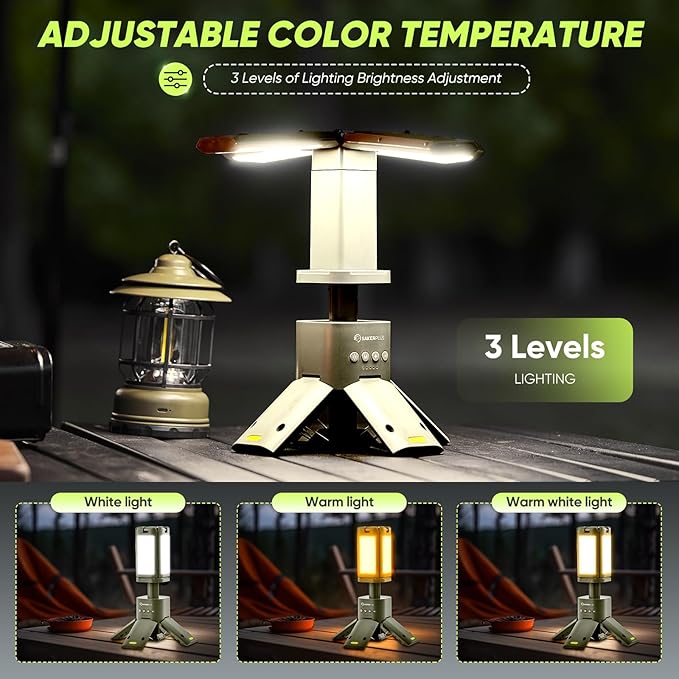 Portable Camping Light, 14000mAh Telescopic Camping Lantern with Rechargeable Power Supply, Dimmable Magnetic Tent Lamps 6000 Lumen Outdoor Work Lights for Hiking,Camping,Home Emergency