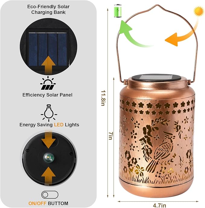 Cardinal Solar Lantern Outdoor Cardinal Decor Garden Decor Waterproof Decor Light Hanging Solar Lights Yard Decor, Gifts for Women Gifts for Mom Gifts for Grandma Cardinal Gifts