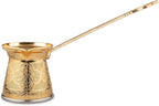 Alisveristime Authentic Turkish Coffee Pot, Handmade Cezve/Ibrik, Multiple Sizes and Colors Available - Enhance Your Coffee Experience Now! (Gold, 1 Cup)