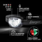 Energizer Rechargeable LED Headlamp Pro400, IPX4 Water Resistant, High-Powered Bright LED, Multiple Light Modes, Best Headlight for Camping, Running, Outdoors, Emergency Light, USB Included