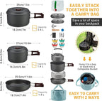 Bulin 24/13/11/8/4 PCS Camping Cookware Mess Kit Lightweight Backpacking Cooking Set Outdoor Cook Gear for Family Hiking, Picnic(Kettle, Pot, Frying Pan, Bowls, Plates, Spoon)