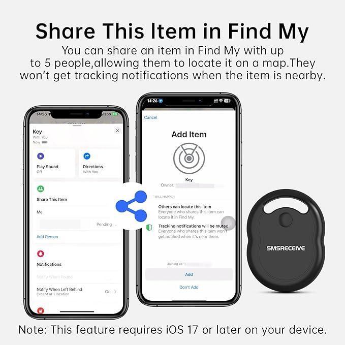 Air Tracker Tag-1 Pack [Apple MFI Certified], Smart Bluetooth Tracker Works with Apple Find My APP (iOS Only, Not for Android), Key Finder and Item Locator Smart Tag for Keys, Luggage, Backpack(Black)