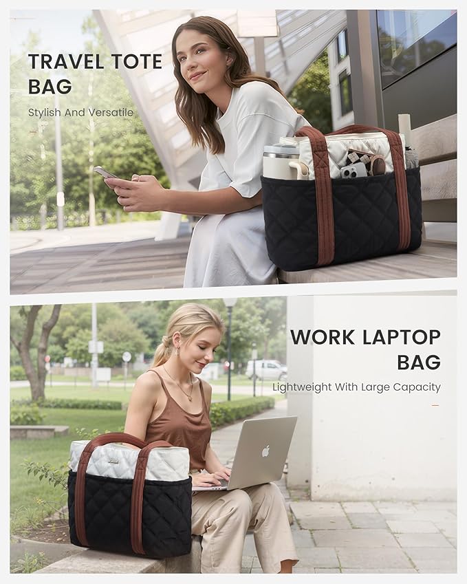 LOVEVOOK Puffer Tote Bag for Women, Puffy Work Handbag, Travel Shoulder Carry On Bag with Zipper for Teacher Nurse Gym
