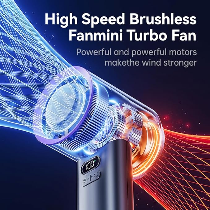 Portable Fan For Travel Mini: Small Pocket Handheld Fan Personal Rechargeable Turbo Battery Operated USB High Speed Keeping Cool In Hot Weather Summer Beach For Women - Gray