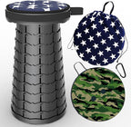 ALEVMOOM Upgraded Telescoping Collapsible Stool with Cushion, Folding Stool with Printing Portable Retractable Foldable Seat Max Load 550lbs for Adults Camping Fishing Outdoor