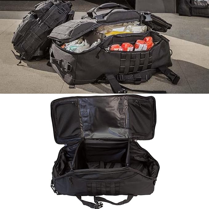 Miramrax Travel Duffle Bag Backpack for Men - Large Tactical Bags Weekender Gym Bag for Overnight Traveling Military Workout Deployment Sports (Black, 45L)