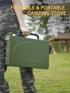 ONLYFIRE Portable Camping Stove 2-Burner, Propane Camp Stove with Foldable Legs, Camping Grill Stove with Adjustable Burners, Heavy-Duty Latch & Handle for Camping Tailgating RV BBQ, Green