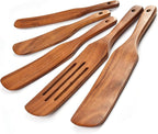 Spurtle Set,Wooden Spurtle Set of 5,Wooden Spoons for Cooking, Natural Teak Wooden Spatula for Cooking, Stirring, Mixing, Serving,Spurtles Kitchen Tools As Seen On Tv, Sourdough Starter Spatula