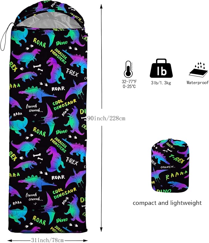 QOOMO Animals Camping Sleeping Bags,3 Season Warm & Cool Weather,Lightweight,Waterproof Sleeping Bags for Adults & Kids,Traveling,and Outdoors,Camping Gear Equipment