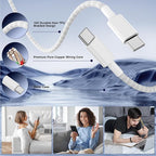 65W Super Fast Charging USB C for iPhone 17 16 Pro Max,3 Port 100W USB C Charger Block & 3/6/6/10FT Braided Type C Cord for iPhone 17 16 Pro,iPhone 15 Pro Max,for Samsung S26 Ultra/MacBook Air-Purple