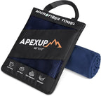 APEXUP Microfiber Travel Towel, Ultra Absorbent Quick Dry Towels, Lightweight Gym Sports Camping Towel for Workout, Yoga, Beach, Shower, Swimming (72"×40", Navy Blue)