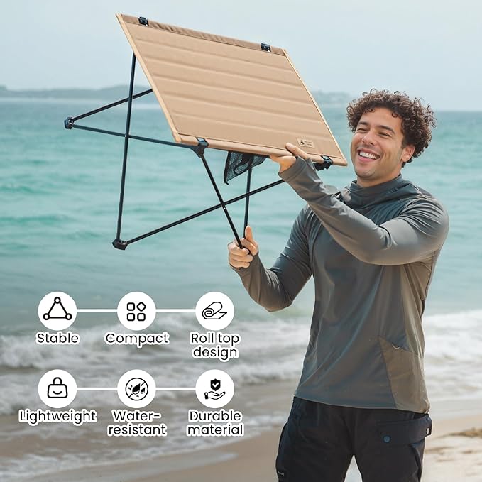 ONETIGRIS CAMPMATE Camping Table Foldable, Lightweight Portable Table Sturdy & Quick Setup, Holds Up to 66 lbs, Perfect for Camping, Hiking, Backpacking, Picnic, Beach, Travel