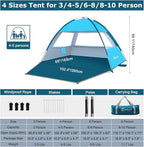 COMMOUDS Beach Tent Sun Shade for 3/4-5/6-7/8-10 Person, UPF 50+ Beach Sun Shelter Canopy Tent, Lightweight, Easy Set Up and Carry