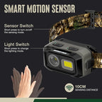 Mossy Oak 600 Lumens LED Headlamp, Dual Power Source, Motion Sensor Head Lamp with Magnetic Base, Stepless Dimming, Memory Mode for Camping, Running, Hiking