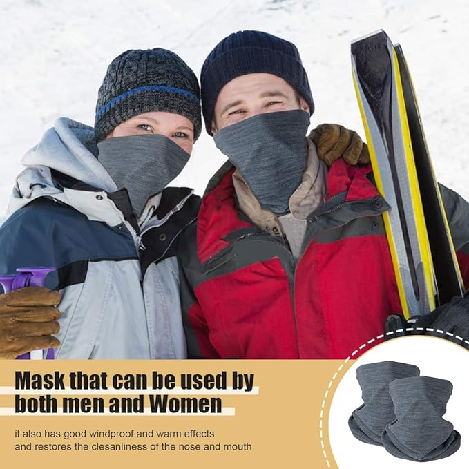 KGC 2 Pack Winter Neck Warmer Gaiter Fleece Windproof Face Mask Cover Cold Weather Scarf for Men & Women