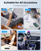 100W 6-in-1 Retractable Multi Charging Cable, USB C/Lightning/Micro Multi Charger Cord for iPhones, iPads, MacBook, Tablets, Galaxy, Note & More - 4Ft/1.2M 5A Fast Charging, Durable & Portable, Purple