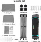 COBIZI 10x20 Pop up Canopy Tent 10x20 Canopy with 6 Sidewalls Waterproof Heavy Duty Commercial Tent for Parties Outdoor Garden Gazebo, Carry Bag with Wheel(10x20ft, Gray)