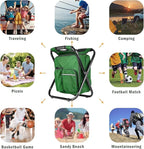 Kikerike Portable Stool Backpack Cooler Chair 400 LBS Max Load Folding Fishing Cooler Backpack Stool for Outdoors Hiking Beach Travel - Army Green