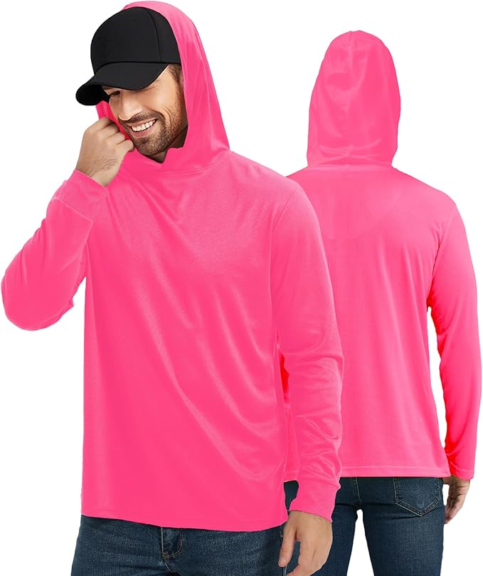 ProtectX High Visibility Sun Protection Lightweight Long Sleeve Hoodie, UPF 50+ Quick-Dry, SPF UV Shirt, Active Wear