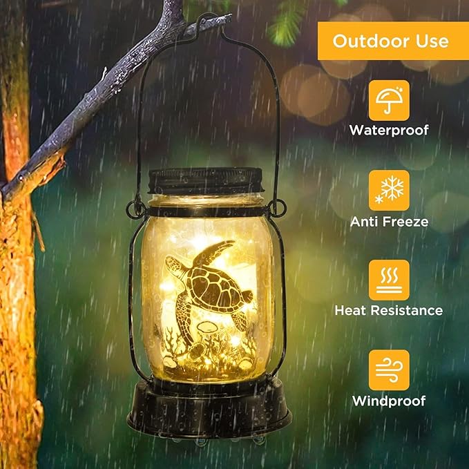 kyoryuger Sea Turtle Gifts for Women/Men Turtle Lovers Solar Lantern Mom Birthday, Mothers Day, Solar Garden Decoration Outside for Yard, Patio,Backyard,Porch