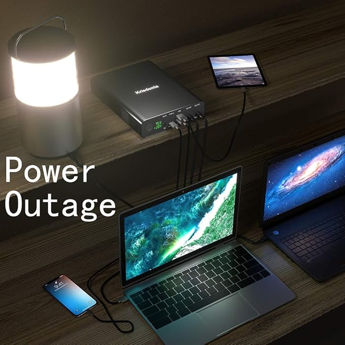 Krisdonia 100W USB-C PD Power Bank, 64000mAh Portable Charger Battery Pack [PD 3.0 USB-C 100W + DC 12/16/20/24V + Quick Charge QC 3.0 Dual Ports] for Laptop, Tablet, Smartphone, Projector and More