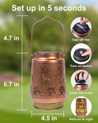 Butterfly Solar Lanterns Outdoor Waterproof, Garden Decor Birthday Gifts for Women Mom Grandma Sister, Metal Hanging Solar Lights Outside Decorative for Yard Patio Backyard Deck Porch Decorations