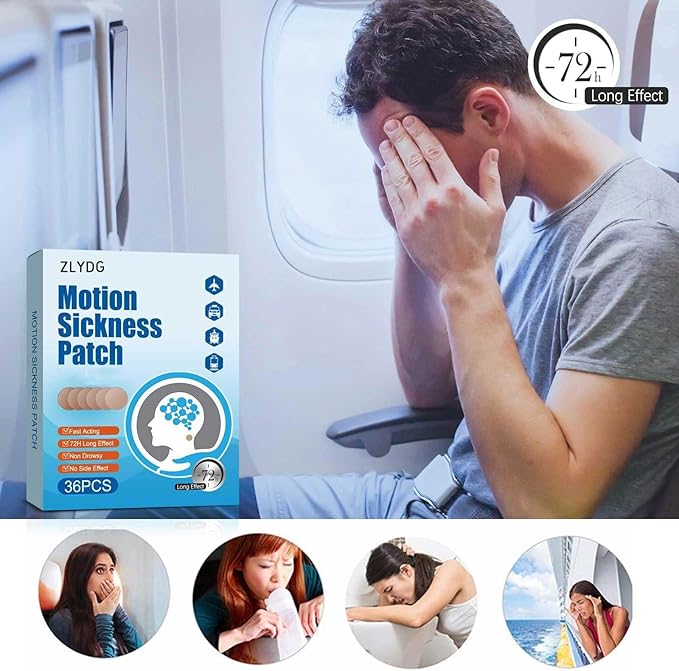 Motion Sickness Patch, 72 PCS Sea Sickness Patch for Cruise,Dizziness Resulted from Travel of Cars, Ships, Airplanes (1 Box) (2 Box)