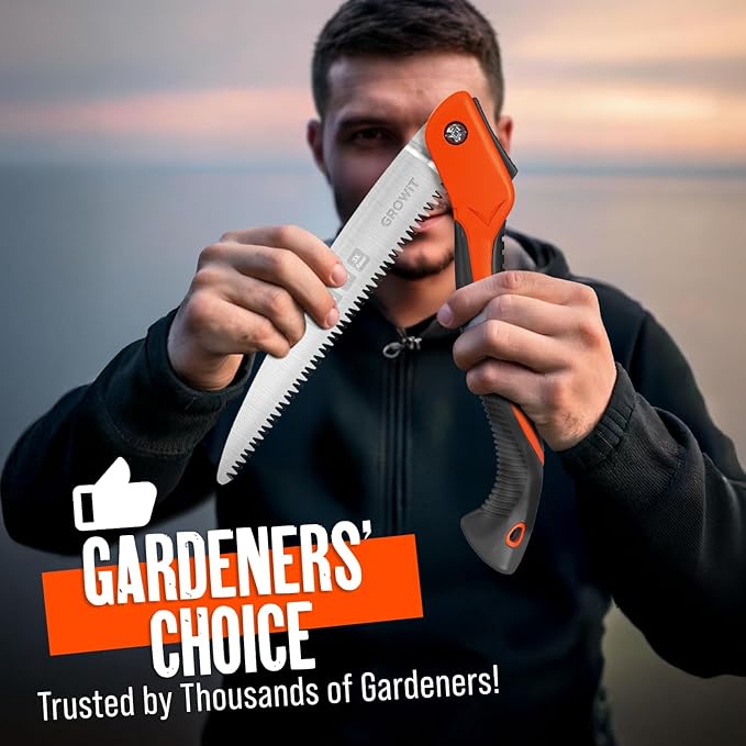 9-Inch Folding Camping Saw - Heavy Duty Pruning Saw with Triple-Cut SK5 Blade, 7 TPI Razor Teeth for Tree Trimming, Wood Cutting, Camping, Bushcraft, and Gardening Work