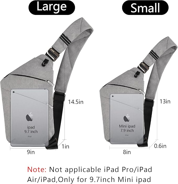 Anti Theft Crossbody Bags Sling Bag for Women Men Waterproof Wander Bag for Sports and Travel. (1.0Light Grey, Small)