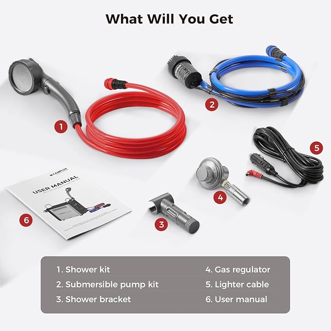 CAMPLUX Nano 3 Ultra, Constant Temperature Portable Propane Water Heater, Rechargeable Water Heater & Shower Pump, Propane Camping Shower, for RVs, Hiking, Fishing & Glamping