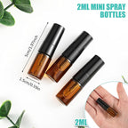 Zhehao 50 Pcs Mini Spray Bottles 2 ml Clear Glass Perfume Bottles Refillable Fine Mist Perfume Atomizer Portable Empty Sample Containers for Cleaning, Essential Oils, Travel (Amber)