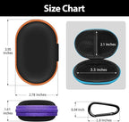 2Pack Oval Earbud Case Portable EVA Carrying Case Storage Bag Cell Phone Accessories Organizer with Carabiner for Earphone, Earbud, Earpieces, SD Memory Card, Camera Chips, Black/Purple