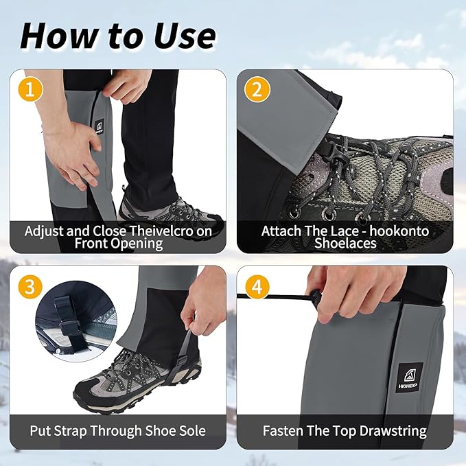 Leg Gaiters 100% Waterproof Adjustable Shoe Snow Boot Guard Gators for Hiking Shoe Cover Hunting Snowshoeing Climbing Walking for Women Men