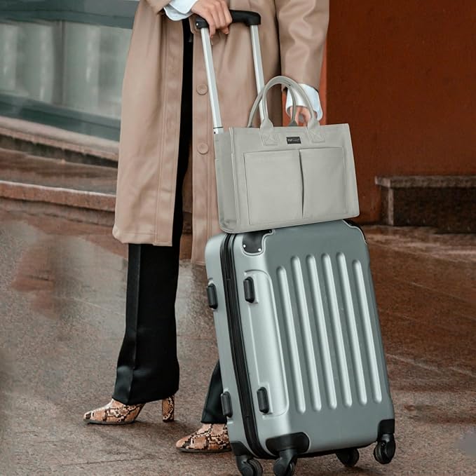 TOPDesign Heavy-Duty Canvas Tote Bag for Women, Adjustable Crossbody/Shoulder Handbag with 9 Pockets, Everything Tote