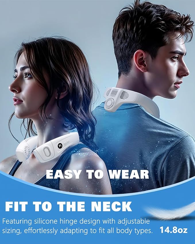 MGUP Neck Air Conditioner with 6 Adjustable levels,Cooling Neck Fan Support 360°Airflow and Cooling Plate,5200mAh Portable Rechargeable Wearable Personal Fan,Fast Cooling for Women/Men