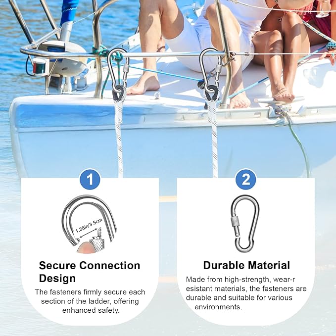 Heavy Duty 5-Step Boat Rope Ladder – 400lbs Capacity, Extra-Long Design for Easy Boarding. Ideal for Inflatable Boats, Fishing Boats, Kayaks, motorboats, and Canoes. Perfect for Safe Marine use.