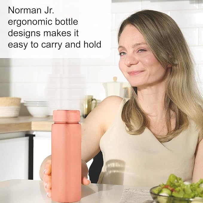 NORMAN JR Copper Water Bottle 400ml - Gift Box of 3, Slim Plain, an Ayurvedic vessel made from pure copper - helps you drink more water, with many health benefits