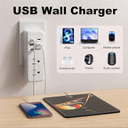 Surge Protector Outlet Extender- 4 USB Wall Charger (2 USB C) 4.5A Total, Wall Plug Splitter with 6 AC Electrical Power Expander, Spaced for Travel Home Office, White