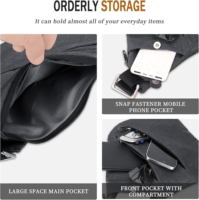 Anti Theft Crossbody Travel Bag for Women Men,Multi-pocket Crossbody Bag,Slim Sling Bag with Adjustable Strap