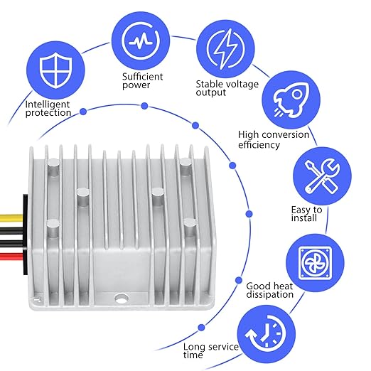 LeMotech DC 48v/72v to 12v Converter 10A 120W Step Down Converter Voltage Reducer IP68 Waterproof Transformer for Golf Cart Truck Boat Vehicle