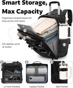 Rolling Tactical Laptop Backpack, Underseat Travel Backpack with Wheels, 16 Inch Wheeled Military Computer Backpack for Men and Women, Roller Overnight Molle Outdoor Hiking College Carry on Luggage