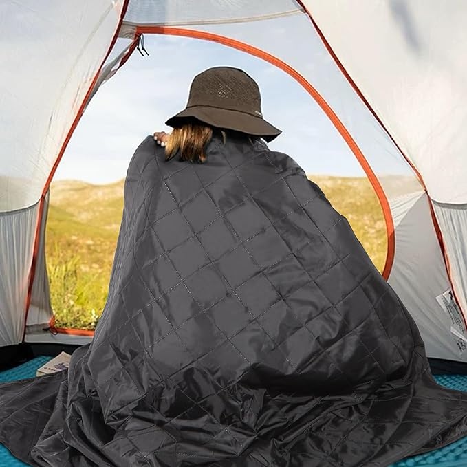 REDCAMP Extra Large Waterproof Stadium Blanket for Cold Weather, Soft Warm Fleece Camping Blanket Windproof for Outdoor Picnic Sports, 79”x 79” Green Grid