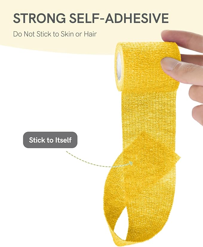 FriCARE Self Adhesive Bandage Wrap, Medical Tape in First Aid Kit, Cohesive Bandages for Wounds Sport Vet, 2 Inches X 5 Yards 6 Rolls, Fresh